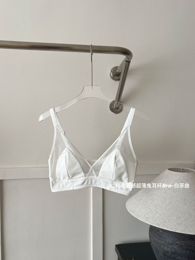 French Style Pure Big Chest Small Underwear Women's Ultra-thin Sexy Mesh Nail Breast Anti-sagging Rabbit Ear Cup Bra