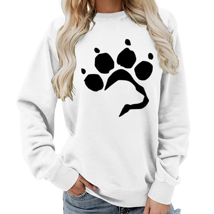 Dog Claw Dog Foot Printed Round Neck Women's Jacket Sweatshirt Foreign Trade Supply Autumn and Winter Coat Casual Loose European Code Cross-border