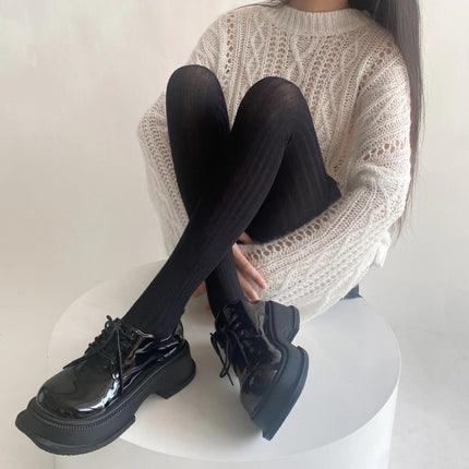 Autumn and Winter Fashion Vertical Stripe Leggings Cotton Warm Slim-fit Slimming Pantyhose All-match Simple Base Trendy Socks for Women