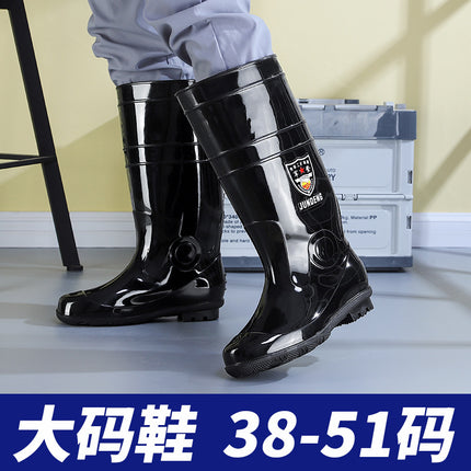 Extra Large Size Men's and Women's Mid-high Rain Boots Non-slip Waterproof Shoes fleece-lined Thickened Rain Boots Labor Protection Shoes Rubber Shoes Summer Shoes