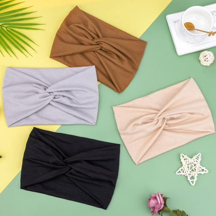 New European Women's Extra Wide Headband Large Headscarf Hair Tie Non-Slip Bohemian Elastic Hairband Twist Hair Accessory Versatile