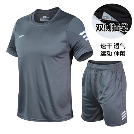 Sports suit men's casual clothing summer quick dry breathable outdoor morning exercise short sleeve basketball running training shorts wholesale