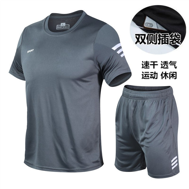 Sports suit men's casual clothing summer quick dry breathable outdoor morning exercise short sleeve basketball running training shorts wholesale