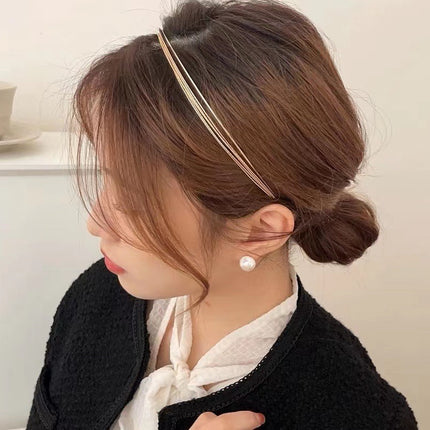 Bright Silk Golden Hair Hoop Four Seasons All-match Simple Thin Headband Out of Mori Series Factory Direct Supply Sweet Face Washing Hair Accessories