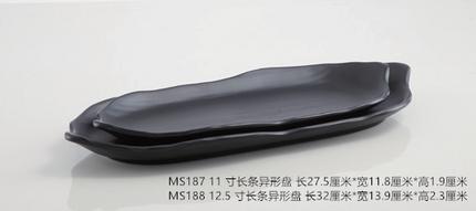 Rectangular plate melamine tableware plastic black Frosted Hot Pot Restaurant creative Japanese and Korean sushi barbecue skewers meat plate