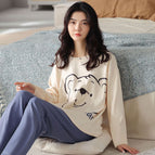 S blue big bear long set / M
