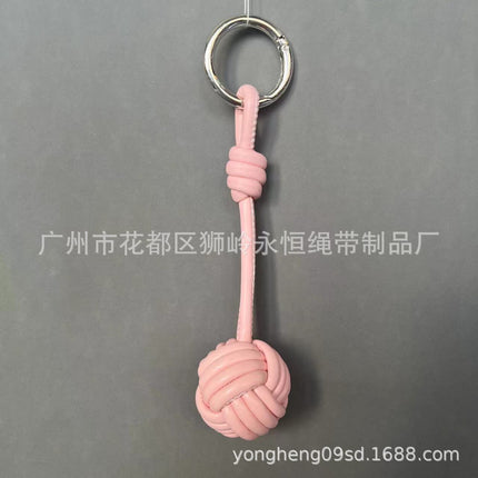 Car Keychain Bag Couple Exquisite Gift Soft Sheepskin Handmade Woven Tennis Ball Monkey Fist Hanging Bag