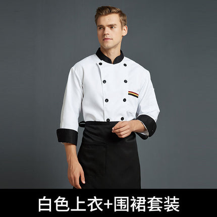 Chef Work Clothes Men's Short-Sleeved Summer Thin Chef Clothes Long-Sleeved White Hotel Canteen Catering Work Clothes Kitchen Chef Clothes