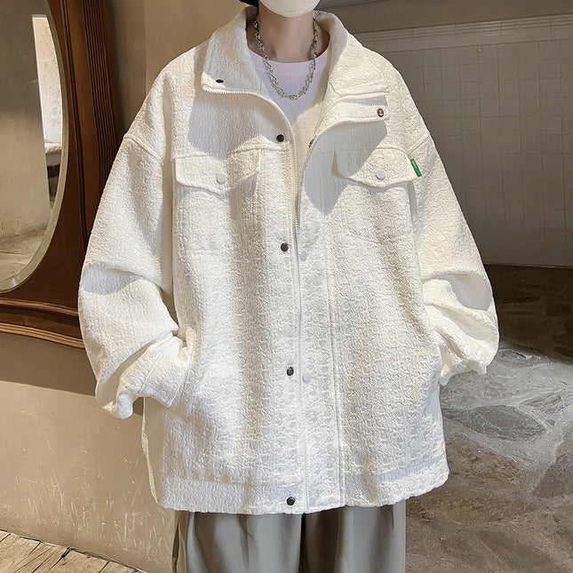 XZ226-2-JK8740 Chanel style American style Denim jacket men's loose big soap style all-matching workwear jacket