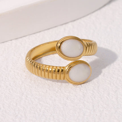 European and American Retro Temperament Simple Design Feeling Finger Ring Middle French High Feeling Gold-plated Geometric Stainless Steel Ring