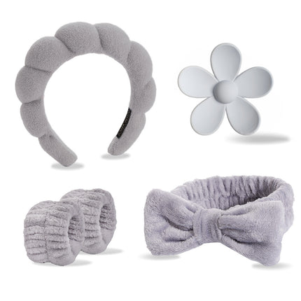 Cross-border Amazon Face Wash Hair Band Five suit Sponge Twist High Cranial Top Head Band Wrist Band Hair Band