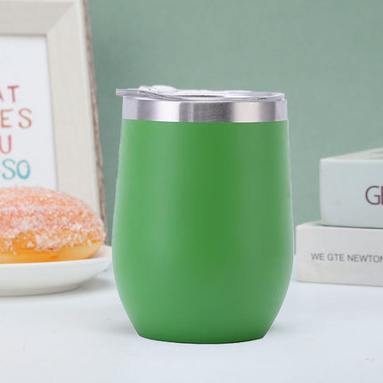 304 Stainless Steel Eggshell Cup Portable Cross-Border U-Shaped Wine Thermos Cup 12oz Cup American Style Wholesale Aviation Cup