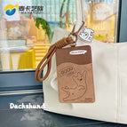 Dachshund leather card holder-type a