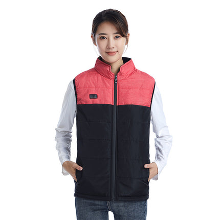 Winter Dual-Control Nine-Zone Color-Blocked Heated Vest, Smart Electric Heating Thermal Clothing, Cross-Border Wholesale, Men's Sleeveless Thermal Wear
