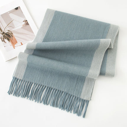 100% Wool Satin Double Face Towel Women Elegant Wool Scarf Simple All-match Warm Cold-proof Shawl