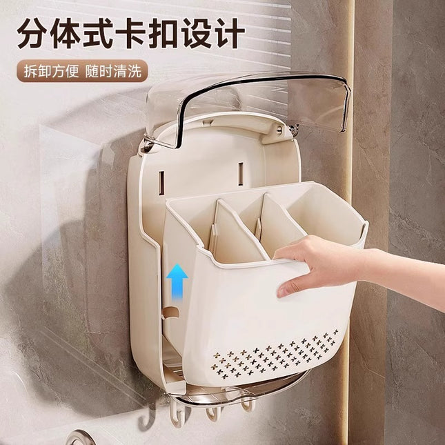 Wall-mounted Chopsticks Storage Box Mildew-proof Household Kitchen Chopsticks Holder Drain Water Chopsticks Cage Knife and Fork Chopsticks Cage Dust-proof Belt Cover