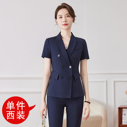 Short-sleeved Temperament Goddess Fan Front Desk Jewelry Shop Beauty Salon Work Clothes Summer Hotel Slimming Small Suit suit Dress