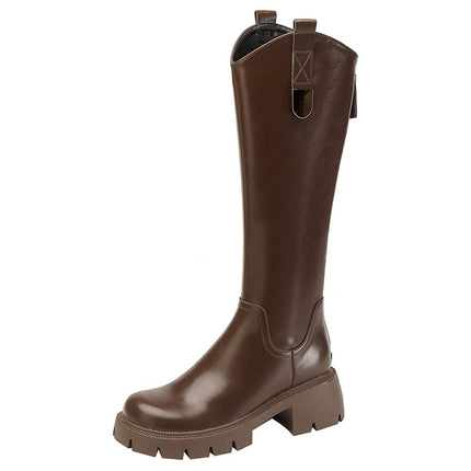 2026 Women's Long Boots for Autumn and Winter, Thick-Soled, Fleece-Lined, Slim-Fit Riding Boots, Black High Boots, Non-Slip