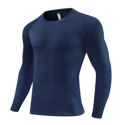 Amazon Pro Quick-Drying Tights Men's Printed Long-Sleeved Sports Running Fitness Compression Clothing Round Neck T-Shirt Wholesale