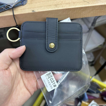 Vintage Oil Wax Leather Buckle Genuine Leather Card Holder Men's Multifunctional Cowhide Women's Coin Purse with Key Ring Driver's License Holder