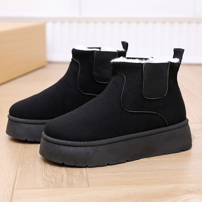Cross-Border Winter Large Size Cotton Boots for Women 2025 New Warm Fleece-Lined Cotton Boots Thick Sole Heightening Fashion Cotton Boots for Women
