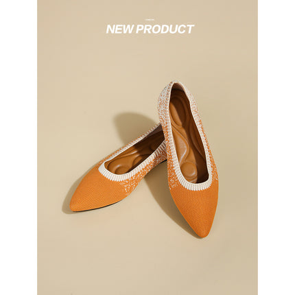 Princess Shoes 2022 New Spring Pointed Shallow Mouth Shoes Women's Non-Slip Knitted Flat Shoes Soft Sole Breathable Knitted Shoes