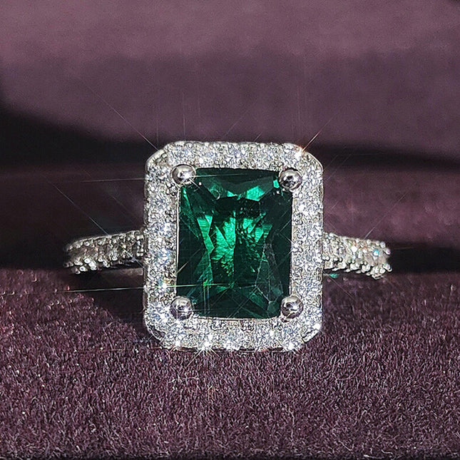 Ring Gemstone Women's Design Niche Fashion Creative Multi-Color Diamond Zircon Rectangular Shape Factory Direct Sale R1997