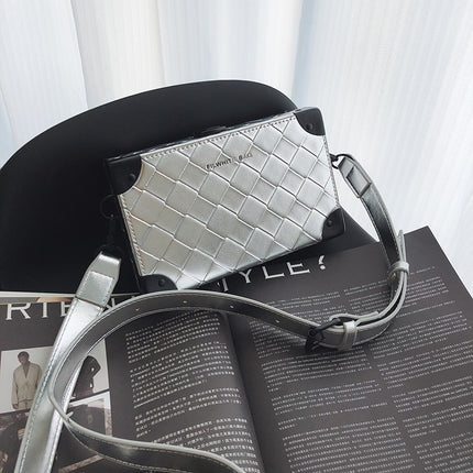New Korean Style Trendy Brand Fashion Woven Small Square Bag Shoulder Bag Crossbody Small Square Bag High Quality Box Bag Women's Bag