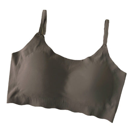 Summer Simple and Traceless Ice Silk Nailwear Girl Students Gather-up Chest-revealing Sling Sports Bra Vest Without Steel Rings