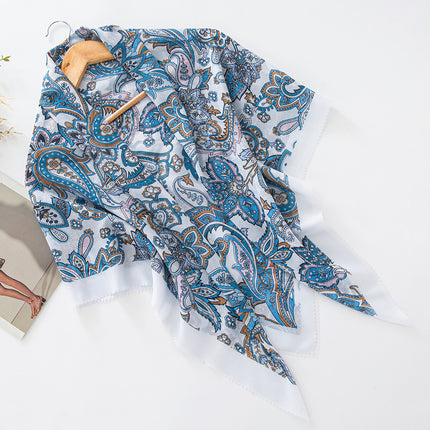 Cross-Border New Product Voile Print 110 Square Scarf Classic Lace Scarf Turban Malaysian Shawl