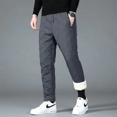Lamb Down Pants Men's plus size Casual Pants Winter Windproof fleece-lined Thick Cold-resistant Warm Pants for Women