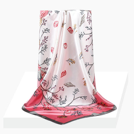 Spring and Autumn New 90 Square Scarf Printing Silk Satin Hangzhou Scarf Square Scarf Shawl Gift Factory Wholesale