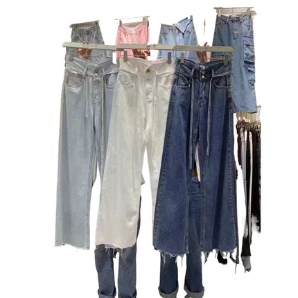 Van's White Jeans Women's 2025 Summer New Loose Slimming Look High-Waisted Straight Draped Floor-Length Pants