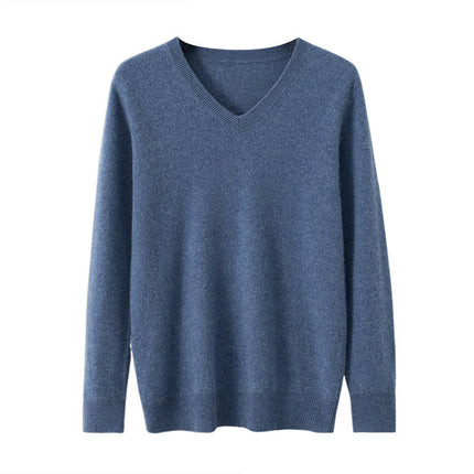 V-Neck Cashmere Knitwear Autumn and Winter New Men's Long-Sleeved Business Casual Bottoming Knitwear Cashmere Knitwear Drop Shipping