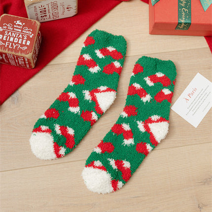 Coral fleece Christmas socks autumn and winter thick tube socks New Year gift socks cartoon Christmas socks cross-border wholesale