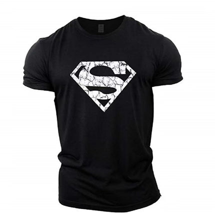 New trend loose running training sports short sleeve letters casual cotton round neck men's fitness T-shirt custom LOGO