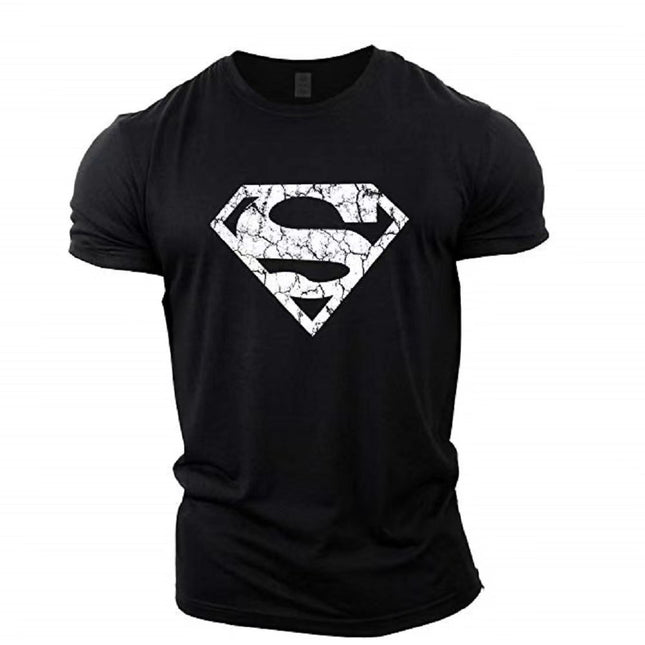 New trend loose running training sports short sleeve letters casual cotton round neck men's fitness T-shirt custom LOGO