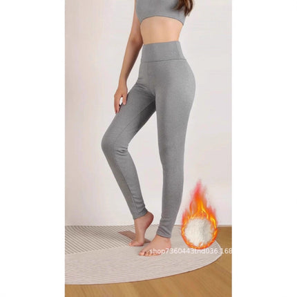 Cross-Border Popular European and American Outerwear Thickened Warm Women's High-Waisted Fleece-Lined Leggings Elastic Warm Textured Yoga Pants