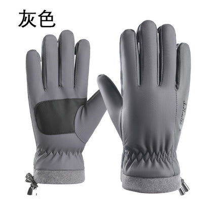 Warm Gloves, Cycling Gloves, Men's and Women's Autumn and Winter Outdoor Velvet Windproof and Waterproof Gloves, Anti-Slip Touch Screen Winter Gloves