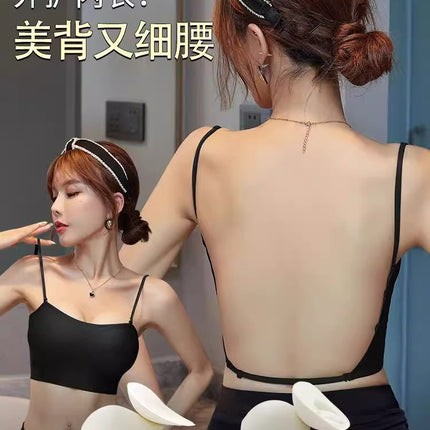Halter Neck Bra for Women with Small Breasts, Large Breasts, Large U-Shaped Back, Strapless Push-Up Anti-Slip Invisible Bra