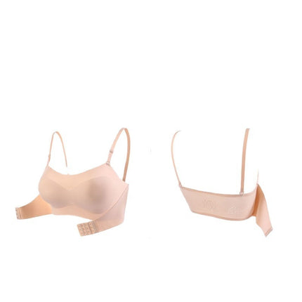 One-word Tube Top Ice Silk Miracle Strapless Front Buckle Underwear Women's Thin Non-slip Invisible Small Chest Push-up Bra Chest Wrap