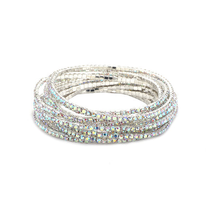 2.0mm Superfine Rhinestone Bracelet Stretch Bridal Bracelet Korean Style Single Row Flash Diamond Stretch Crystal Bracelet