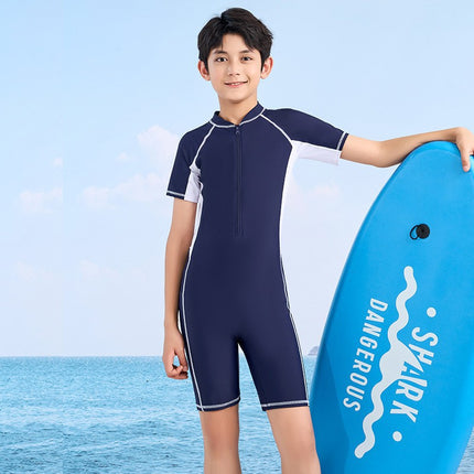 Children's Swimwear for Boys, One-Piece 2026 New Model, Professional Sun Protection Training Swimsuit for Older Kids, Custom-Made Boys' Swimwear for Hot Springs