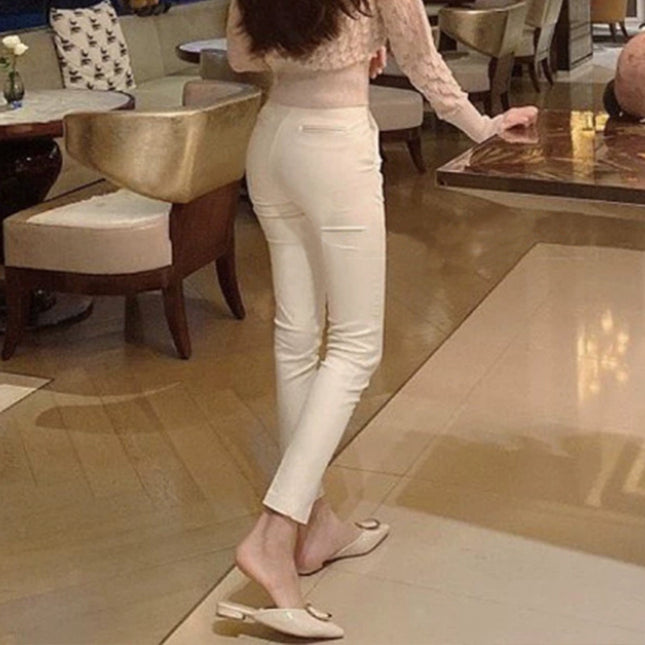 South Korea Dongdaemun Commuter Elastic Slim Slim Look Sexy Figure Elegant All-match Legs Casual Trousers Women