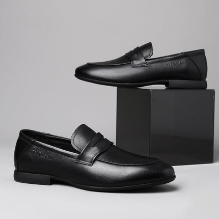 Men's shoes autumn new trendy genuine leather all-match business leather shoes men's casual soft bottom breathable slip-on peas shoes
