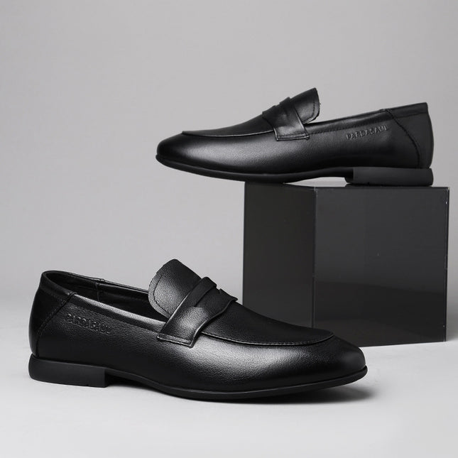 Men's shoes autumn new trendy genuine leather all-match business leather shoes men's casual soft bottom breathable slip-on peas shoes