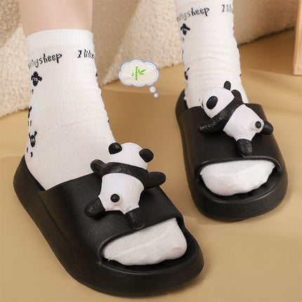Wen Xiong Summer New Cute Panda Girly Slippers for Home Wear Non-Slip Deodorant EVA Slippers for Women