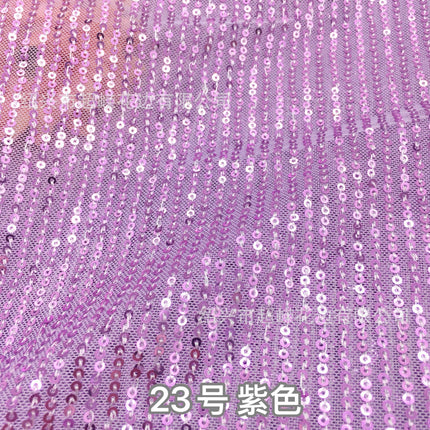 26 Colors in Stock 3mm Straight Strip Spandex Elastic Mesh Fabric Sequin Embroidery Fabric Dress Clothing Spring and Summer Sequin Fabric