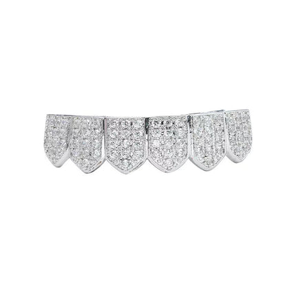 Cross-border Popular Six-tooth Micro-paved Zircon Gold-plated Braces with Pointed teeth Vampire teeth Hip-hop Accessories Braces