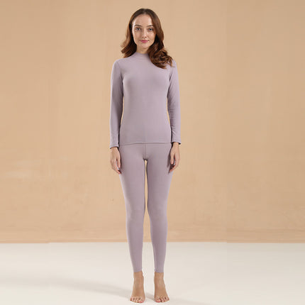 Autumn and Winter Pure Cotton Thermal Underwear Set for Women, Solid Color Base Layer, All-Cotton Sweater, Thin Thermal Underwear for Students and Young Girls